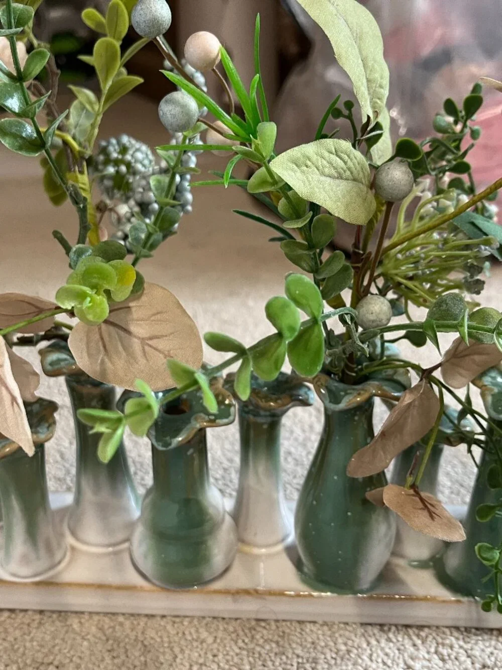 Tag Flourish Bud Vase Green Reactive Glaze